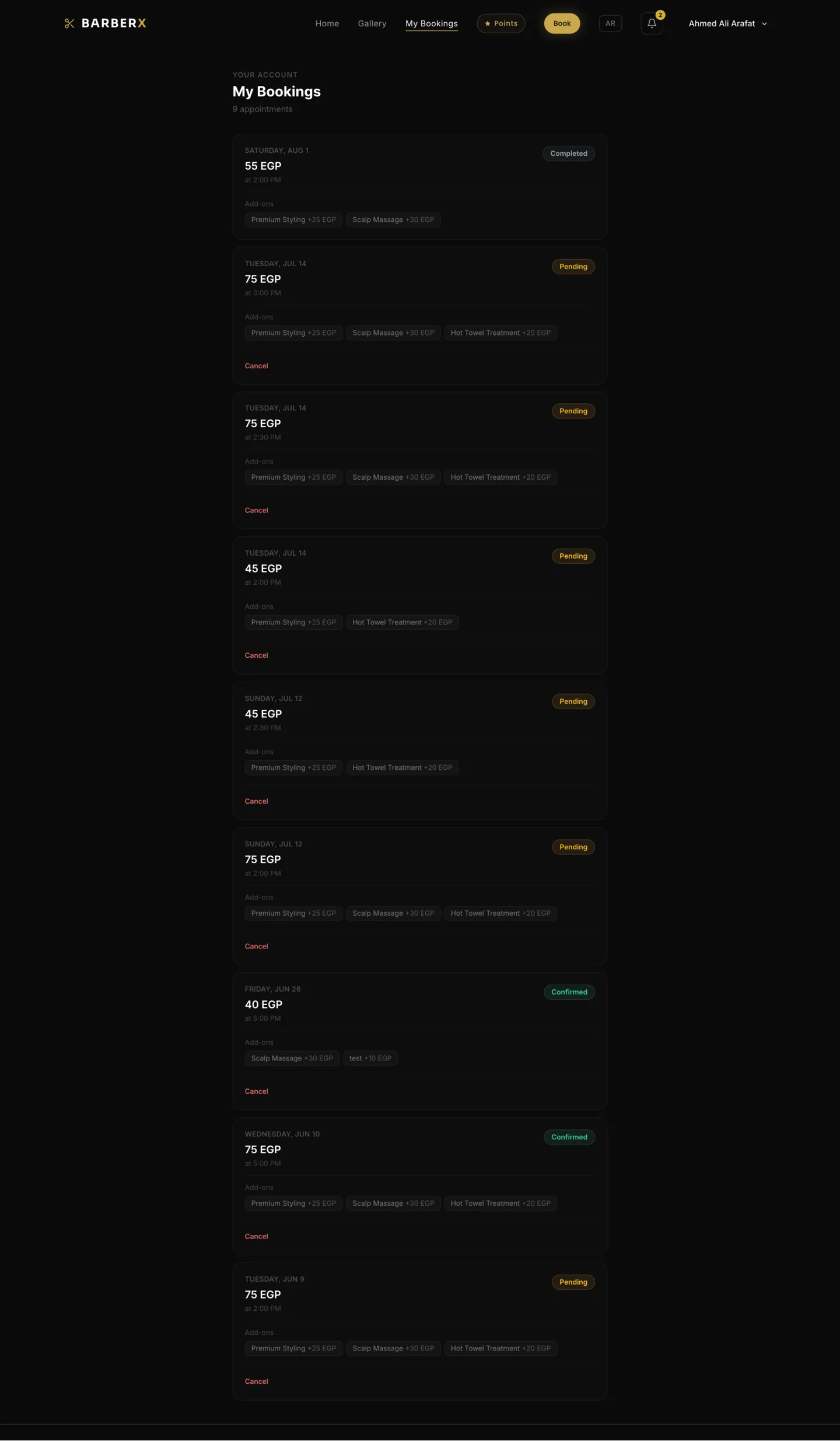 My Bookings