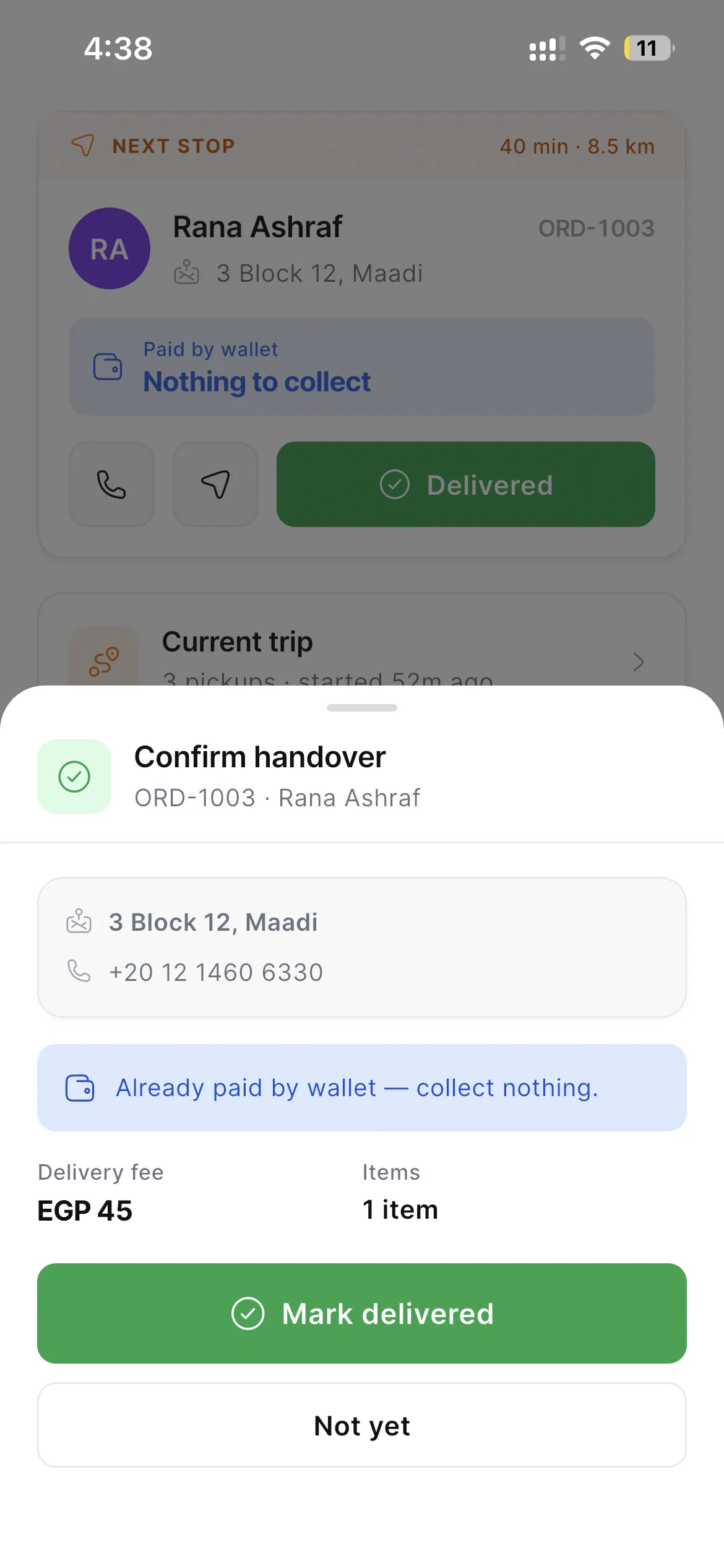 Confirm Handover